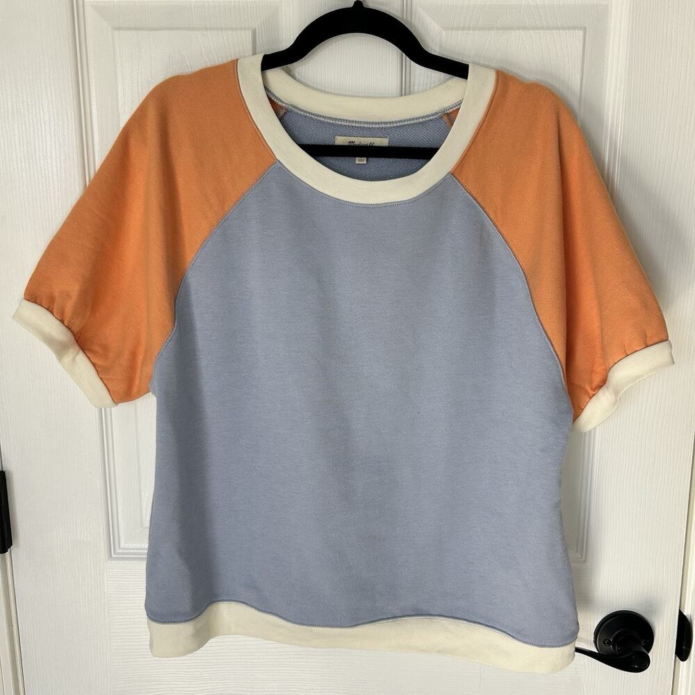 Madewell Women's M Short Sleeve Color Block French Terry Style Sweatshirt NWT
